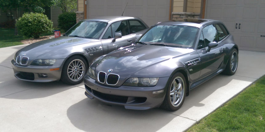 2001 Sterling Gray over Black Z3 Coupe and 2002 Steel Gray over Imola Red M Coupe